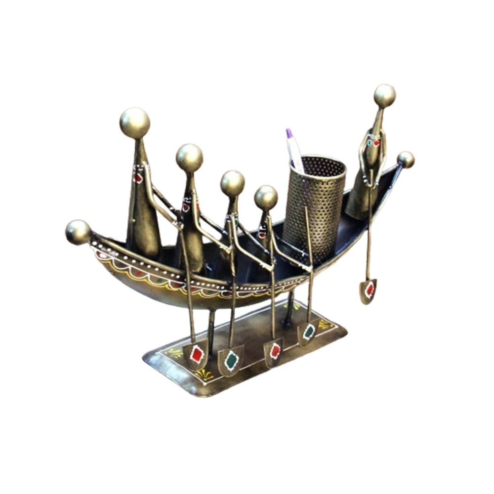 Iron Boat Shape Pen Pencil Decorative Stand Holder for Office Home